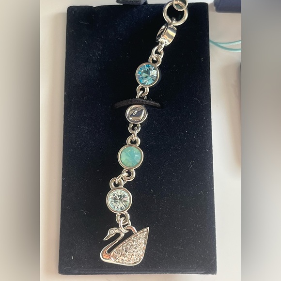 SWAROVSKI Signed Blue Rhinestone Phone Charm NWT - Picture 5 of 10